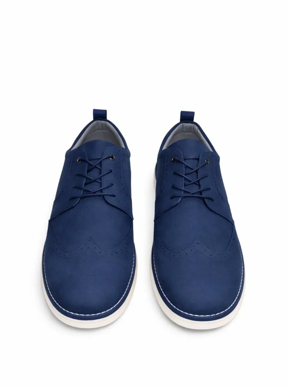 Men’s Navy Faux Suede Oxford Shoes | Wingtip Brogue | Business Casual SZ 15